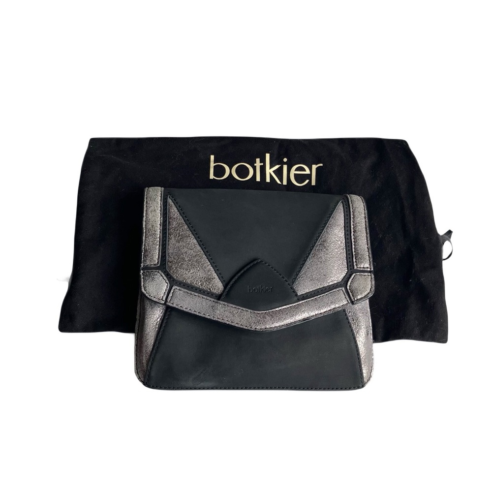 Botkier Crossbody Bag Black Leather Silver Chain Strap Flap Top Shoulder Purse - Picture 3 of 16